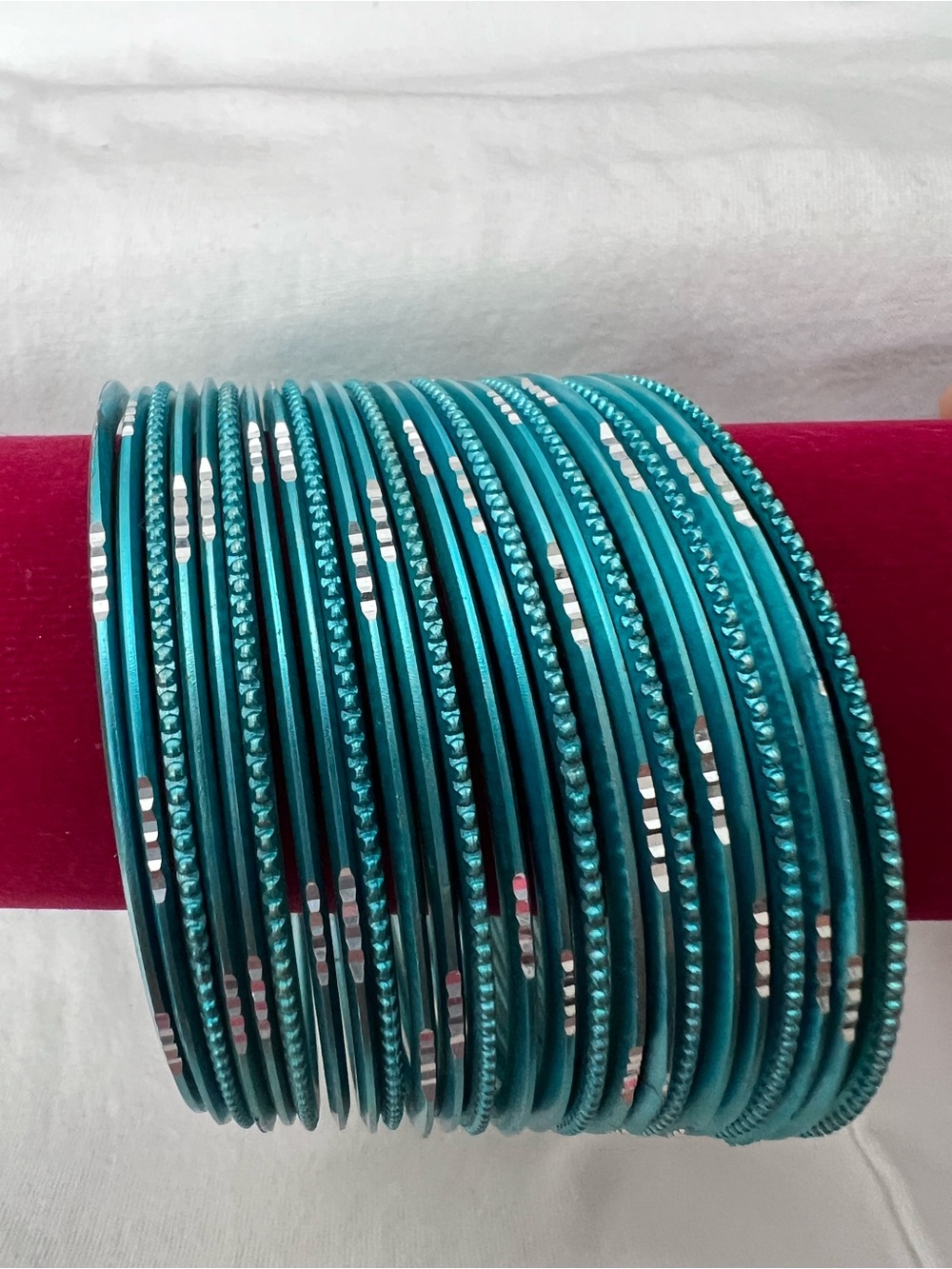 Teal Metallic Stackable Women's Bangle Set